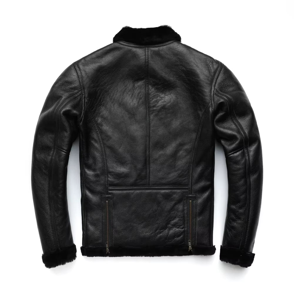 100% Natural Fur Shearling Coat Men Thick Black Winter Coat Men Leather Coat Warm Winter Asian Size M-4XL Winter Clothing M263